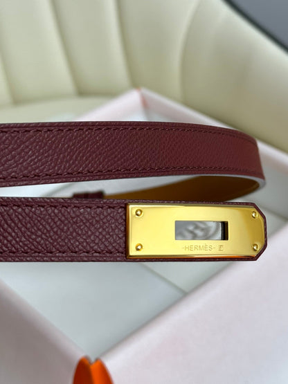 HM Kelly Belt 18mm Burgundy Epsom Leather