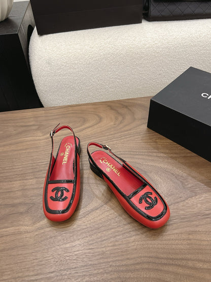 CC 26s Slingback Black Red Lambskin Patent Leather 915319