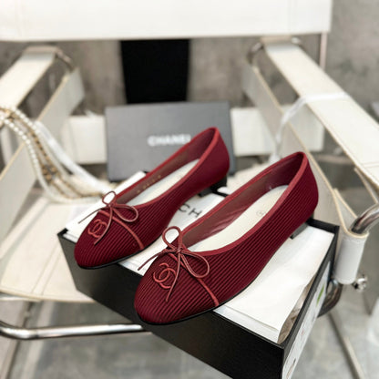 CC Bow Ballet Flats Burgundy Corduroy Fabric 818098