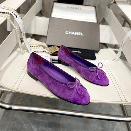 CC Bow Ballet Flats Purple Suede 818102
