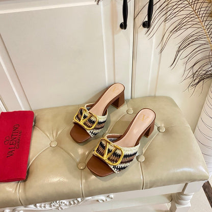 Vlogo Signature Slide Sandal 60mm With Crochet Embroidery