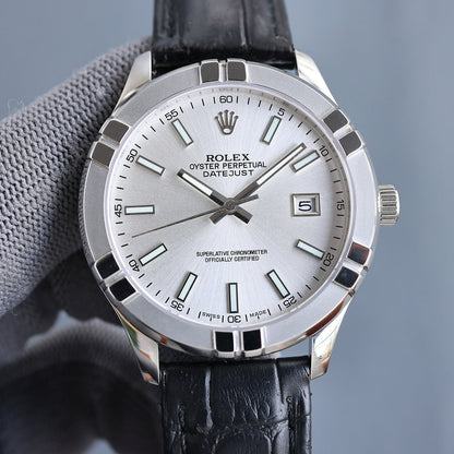 Rolex 25 Datejust 40mm Black White Calfskin Belt