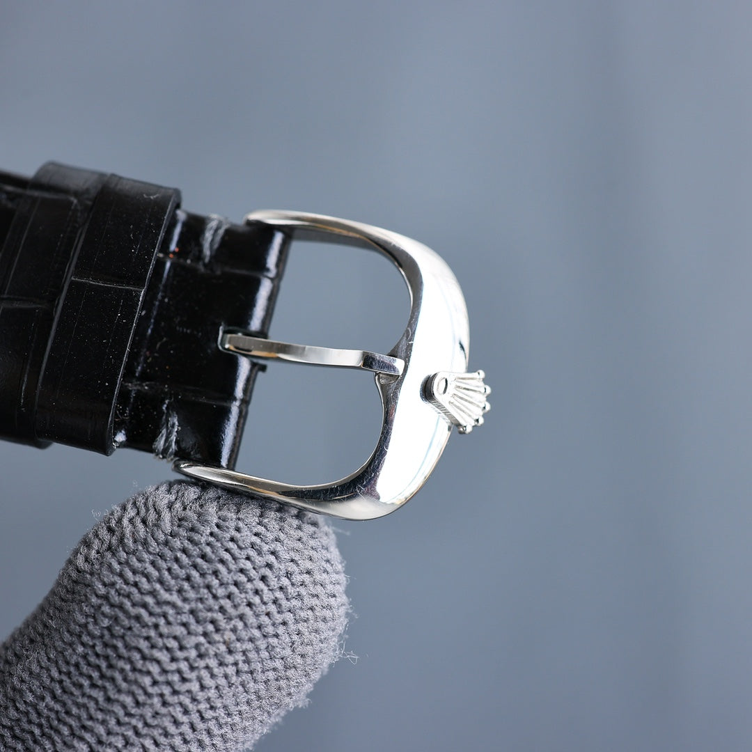 Rolex 25 Datejust 40mm Black White Calfskin Belt