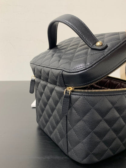 Chanel 2026 Vanity Pouch 21cm Black Caviar Quilted