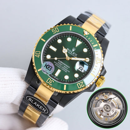 Rolex Submariner 40mm Carbon Black Green Gold