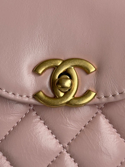cc 24a nano 19cm kelly shopper bag pastel pink lambskin