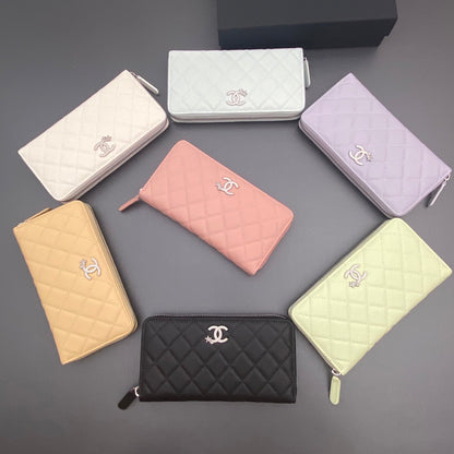 Chanel 25 Long Zipped Wallet With Star Logo 19cm Grained Calfskin 325084