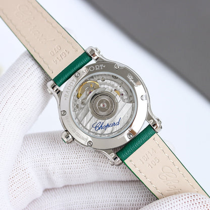 Happy Diamond 33mm Green Silver White Dial