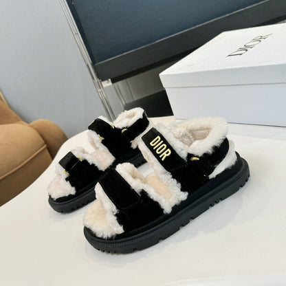 CD Dioract Sandal Black Suede Wool 529377