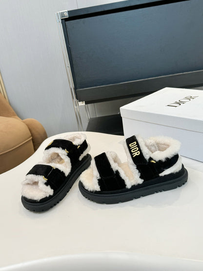 CD Dioract Sandal Black Suede Wool 529377