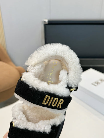 CD Dioract Sandal Black Suede Wool 529377