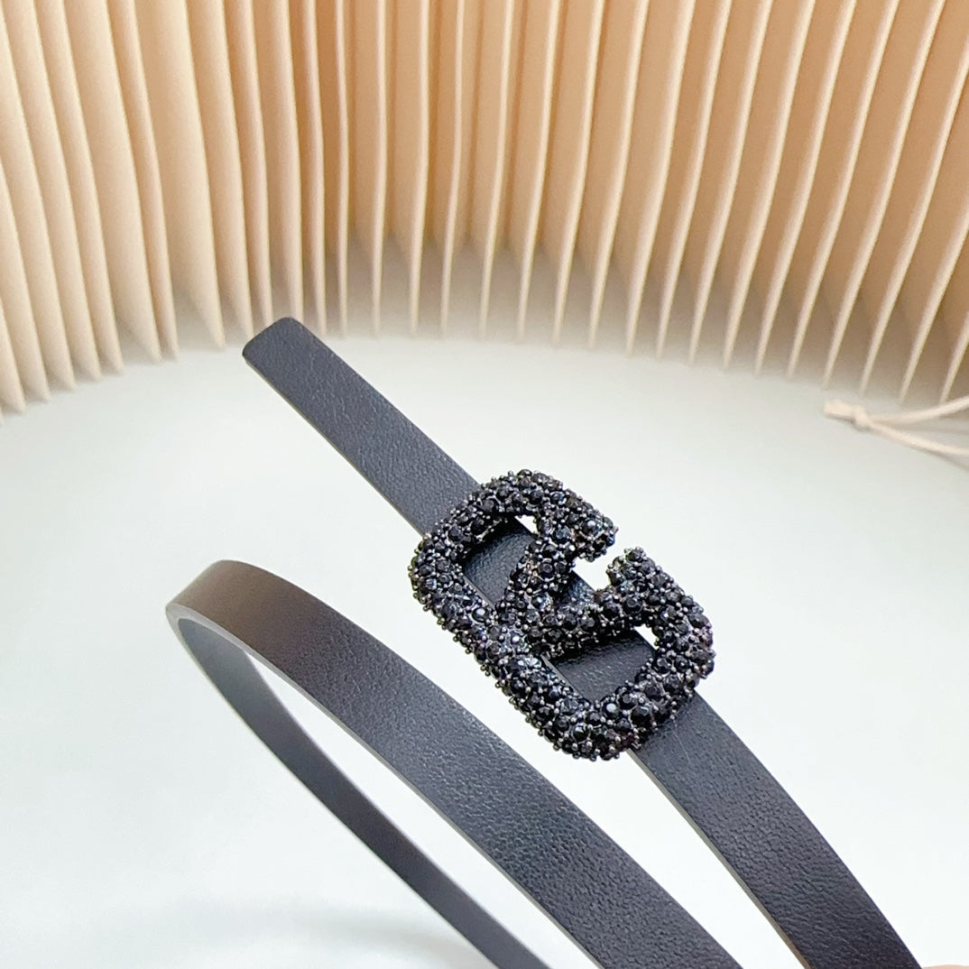 VL Belt 8mm Buckle Black Diamond Leather Black