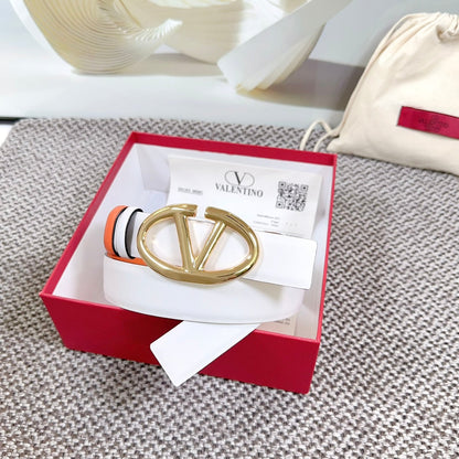 The Bold Edition Reversible Belt 30mm White Brown Calfskin Gold Buckle