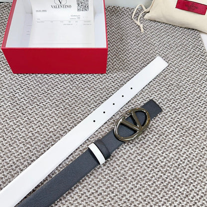 The Bold Edition Reversible Belt 30mm Black White Grained Calfskin Black Buckle