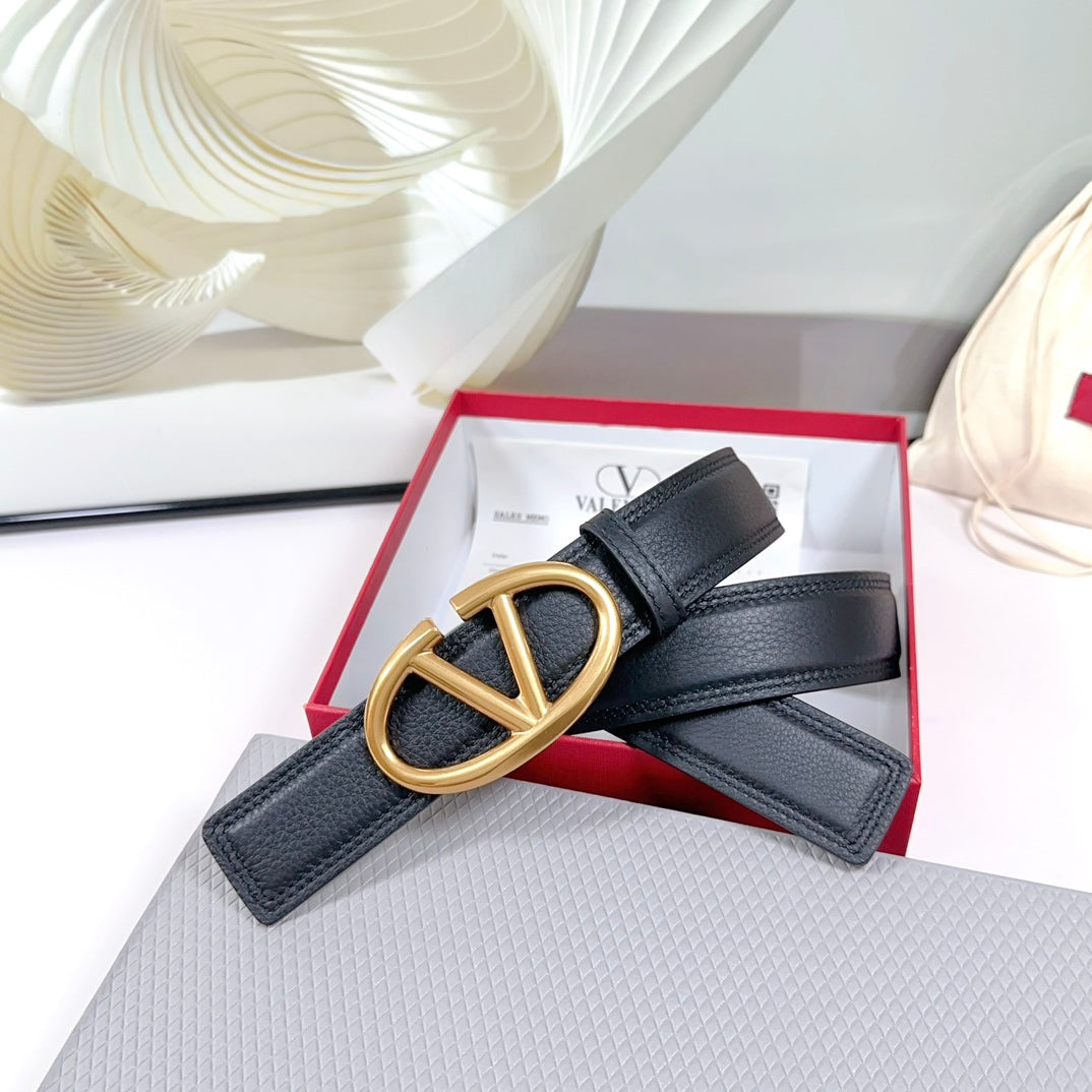 The Bold Edition Belt 34mm Black Calfskin Gold Buckle