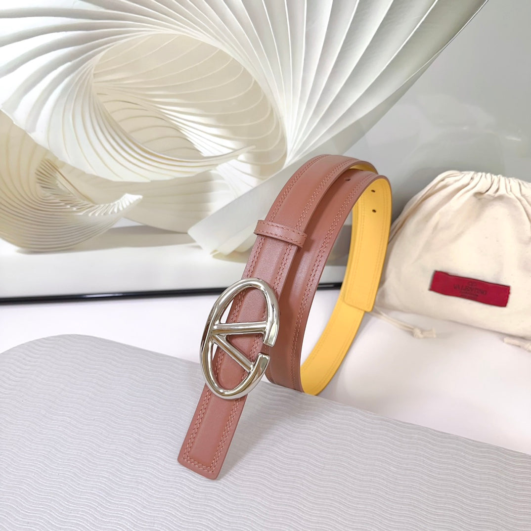 The Bold Edition Belt 30mm Brown Yellow Calfskin Silver Buckle