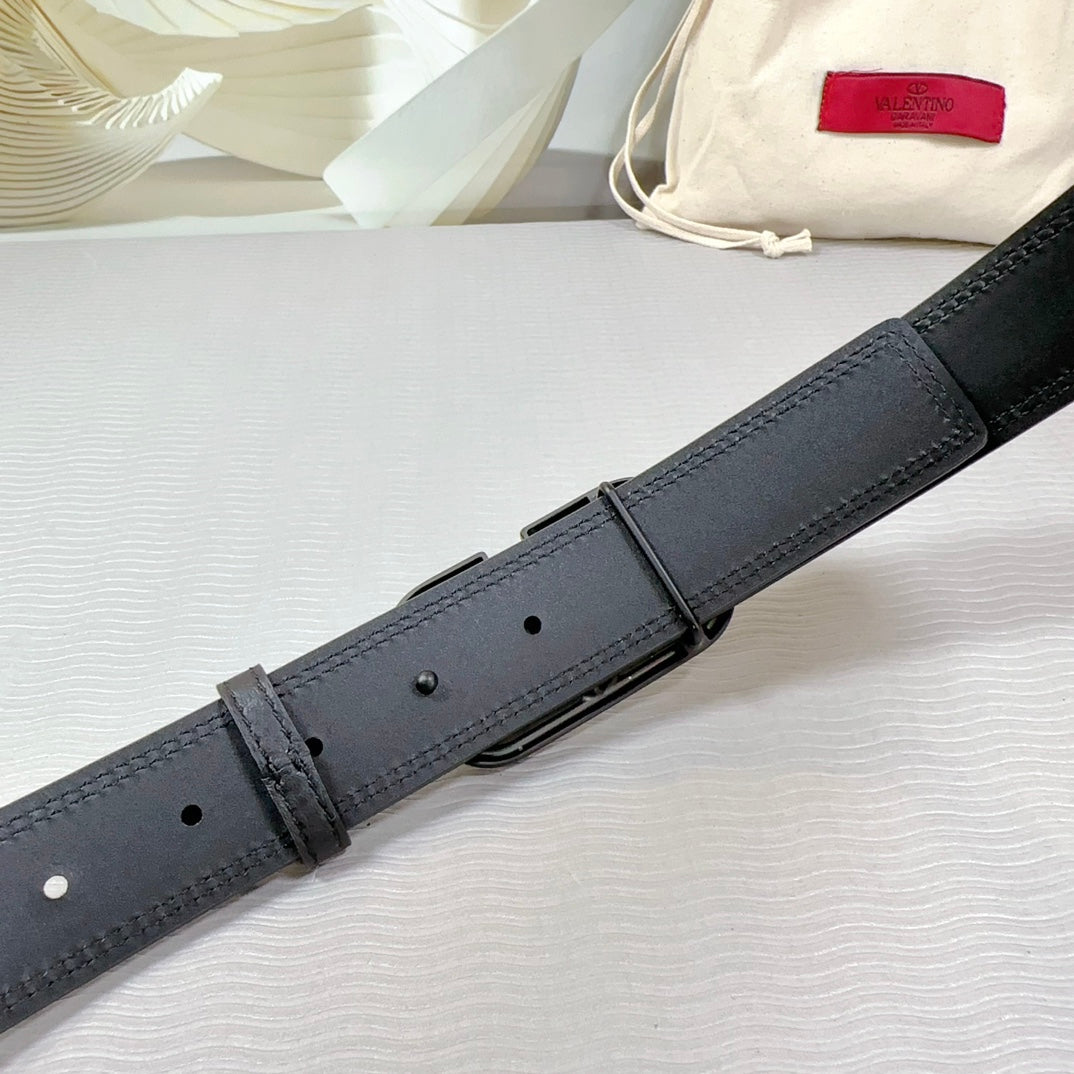 Vlogo Edition Belt 34mm Black Calfskin Black Buckle