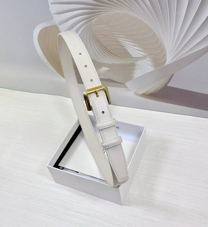 CEL Gold Western 25mm Belt White Cowhide 181047