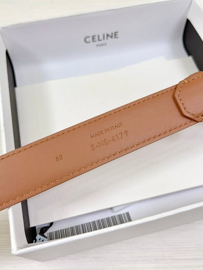 CEL Gold Western 25mm Belt Brown Cowhide 181043