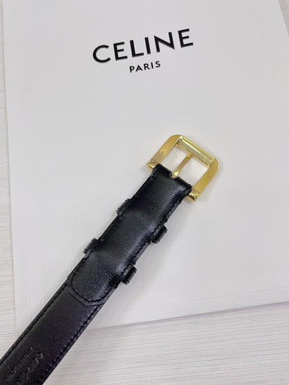 CEL Gold Western 25mm Belt Black Cowhide 181040