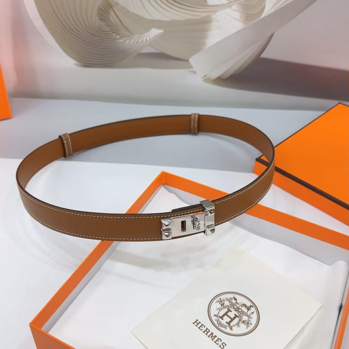Collier De Chien Belt 30mm Gold Epsom Silver Buckle