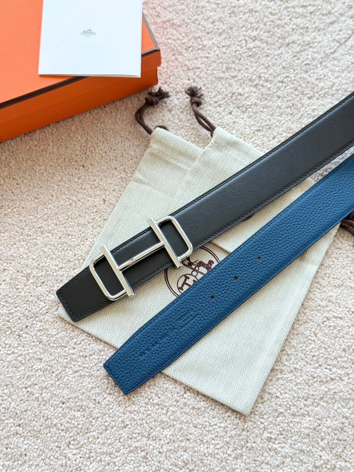HM Royal Buckle Belt 38mm Prussian blue Leather 187520