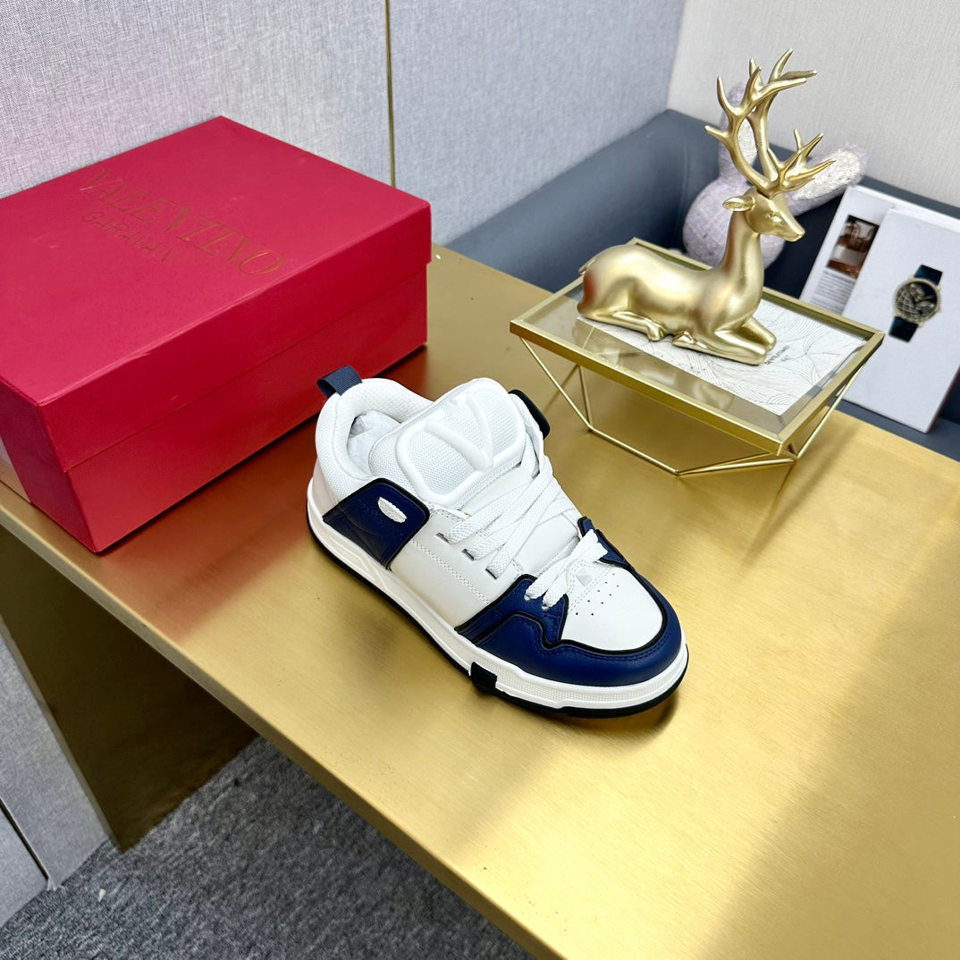 One Stud Sneaker Garavani Blue Calfskin White Fabric