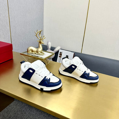 One Stud Sneaker Garavani Blue Calfskin White Fabric