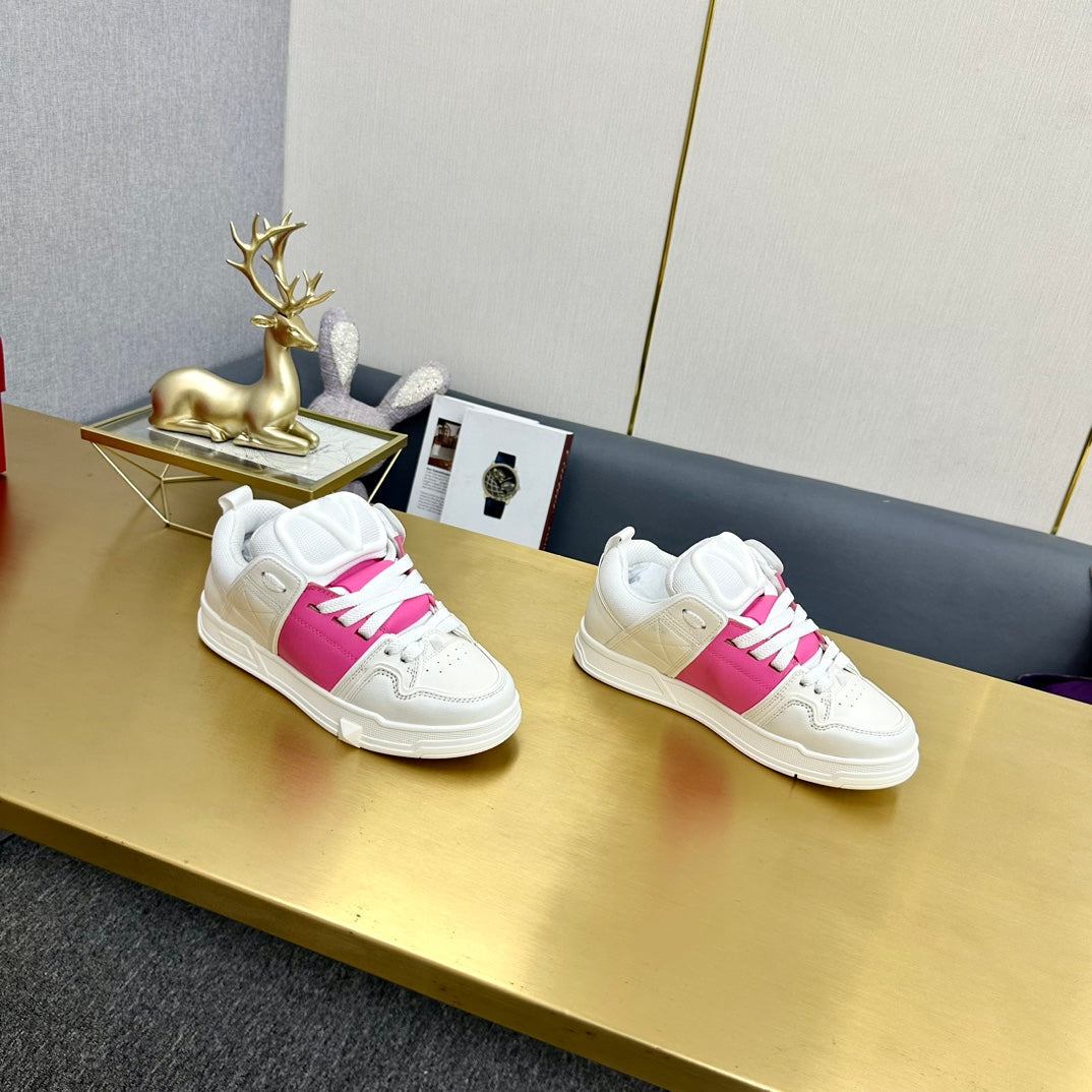 One Stud Sneaker Garavani Calfskin Fabric Pink White