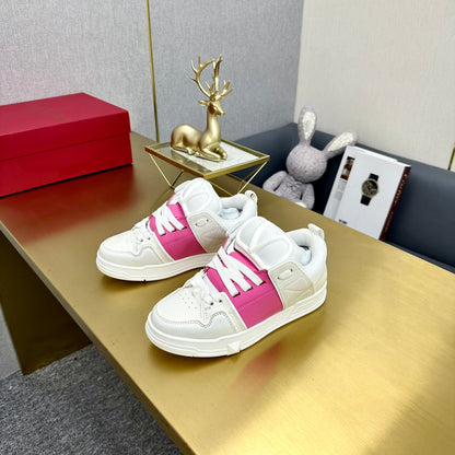 One Stud Sneaker Garavani Calfskin Fabric Pink White