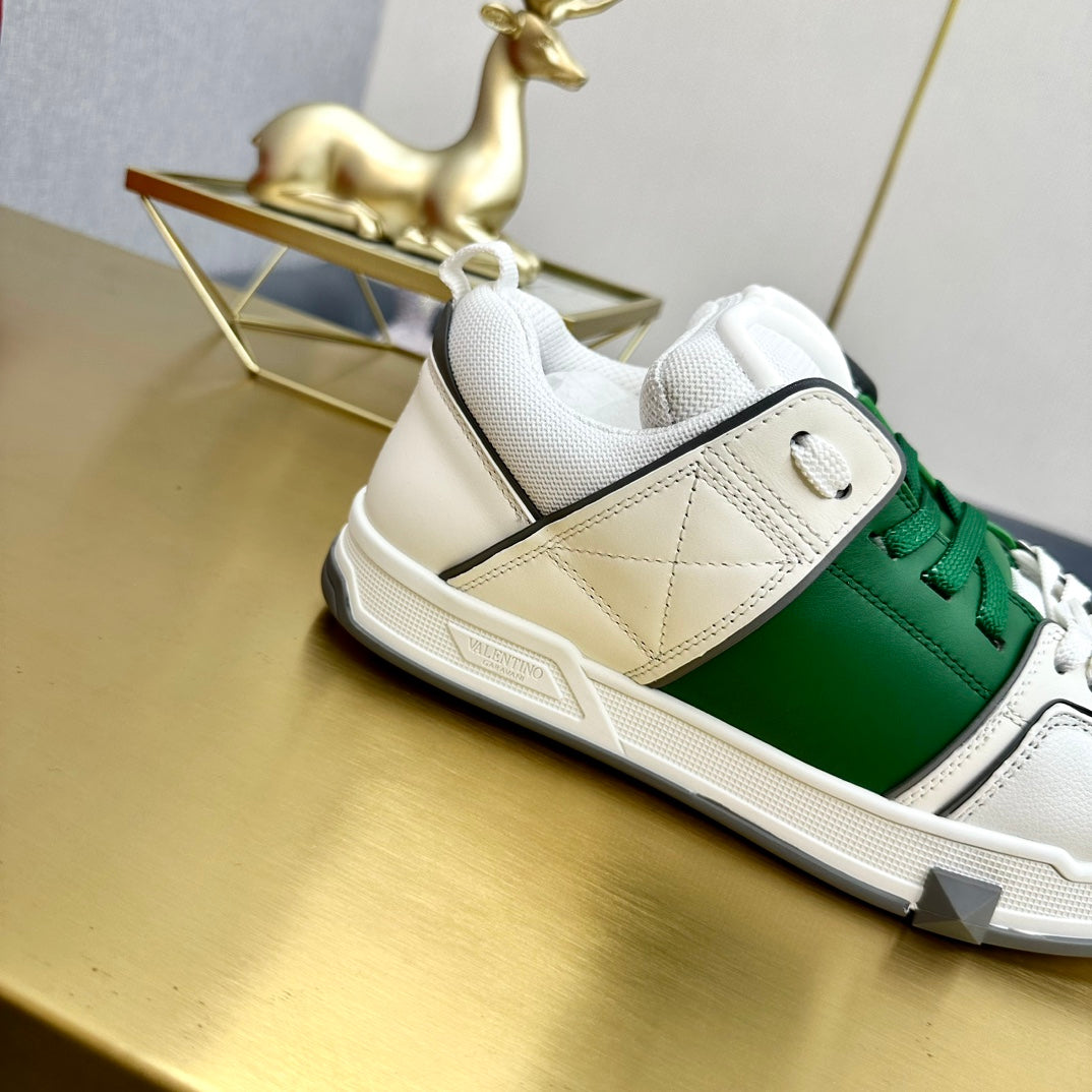 One Stud Sneaker Garavani Calfskin Fabric Green White