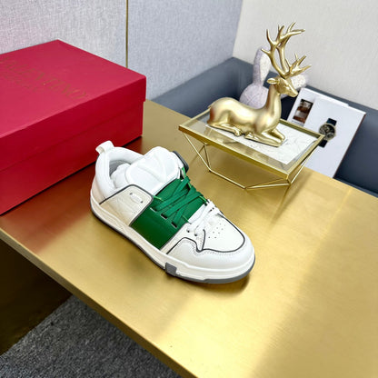 One Stud Sneaker Garavani Calfskin Fabric Green White
