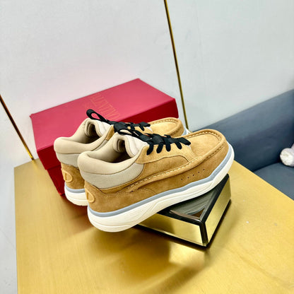 Mid-top Runboot Split Leather Sneaker 30mm Light Brown Yellow Suede 994561