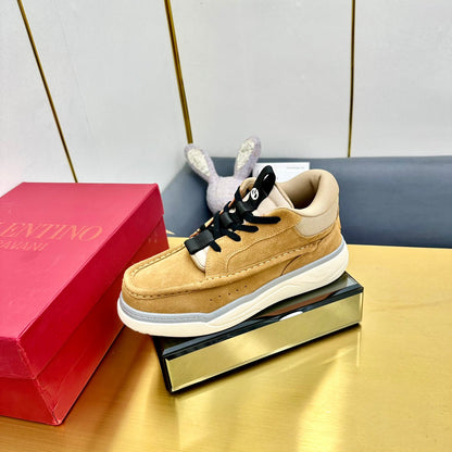 Mid-top Runboot Split Leather Sneaker 30mm Light Brown Yellow Suede 994561
