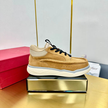 Mid-top Runboot Split Leather Sneaker 30mm Light Brown Yellow Suede 994561