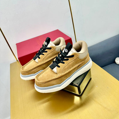Mid-top Runboot Split Leather Sneaker 30mm Light Brown Yellow Suede 994561