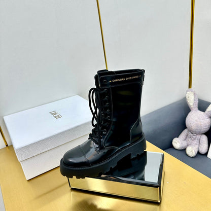 CD D-Unit Ankle Boot 40mm In Plain Black Calfskin 111776