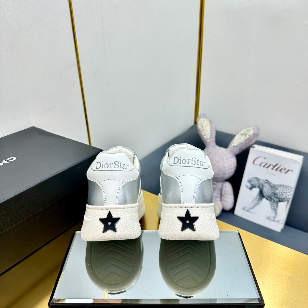 CD Star Platform Sneaker In Silver Mix White Calfskin 111090