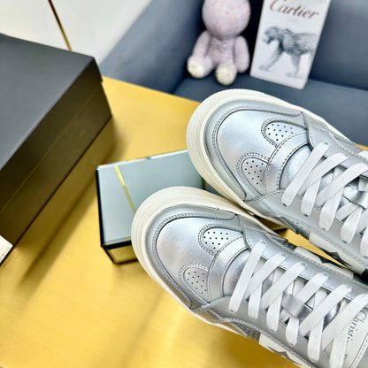 CD Star Platform Sneaker In Silver Mix White Calfskin 111090