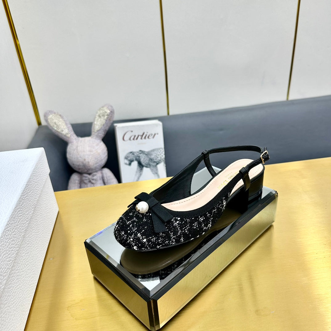CD Slingback Pump 35mm In Black Tweed And Lambskin 111014