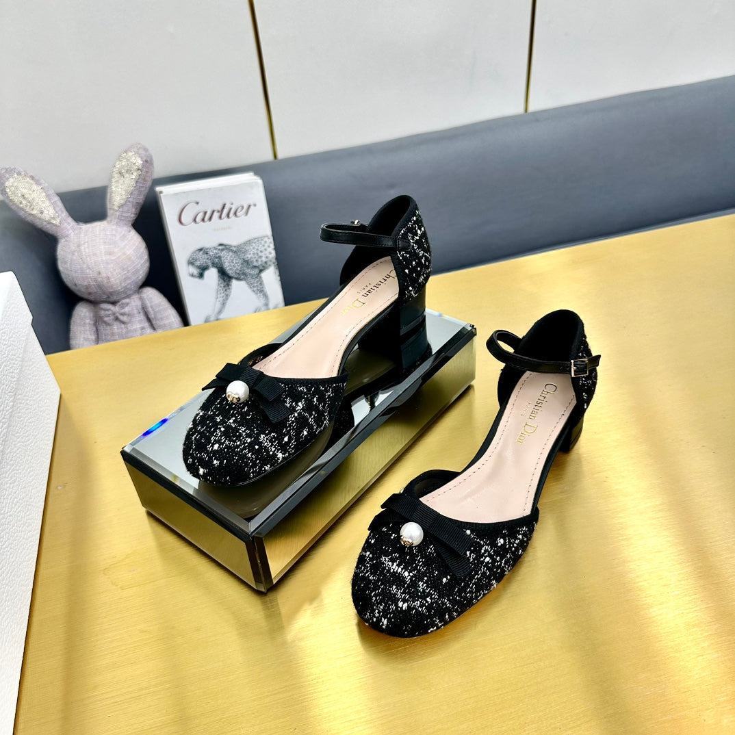 CD Ballet Slingback Pump 35mm In Black Tweed And Lambskin 111016