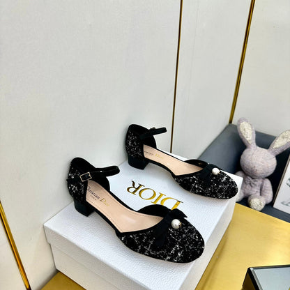 CD Ballet Slingback Pump 35mm In Black Tweed And Lambskin 111016