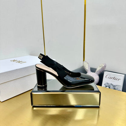 Miss Dior Paris Slingback Pump In Glossy Black Lambskin 111024