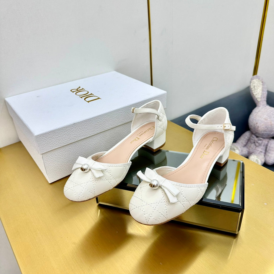 CD Ballet Slingback Pump 50MM In White Quilted Calfskin 111030