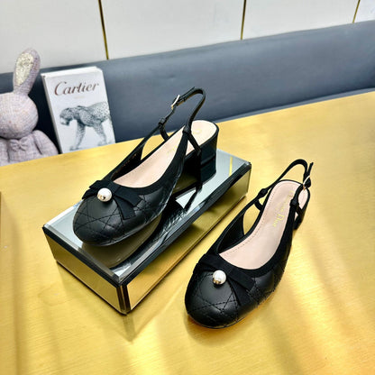 CD Ballet Slingback Pump 35MM In Black Quilted Calfskin 111035