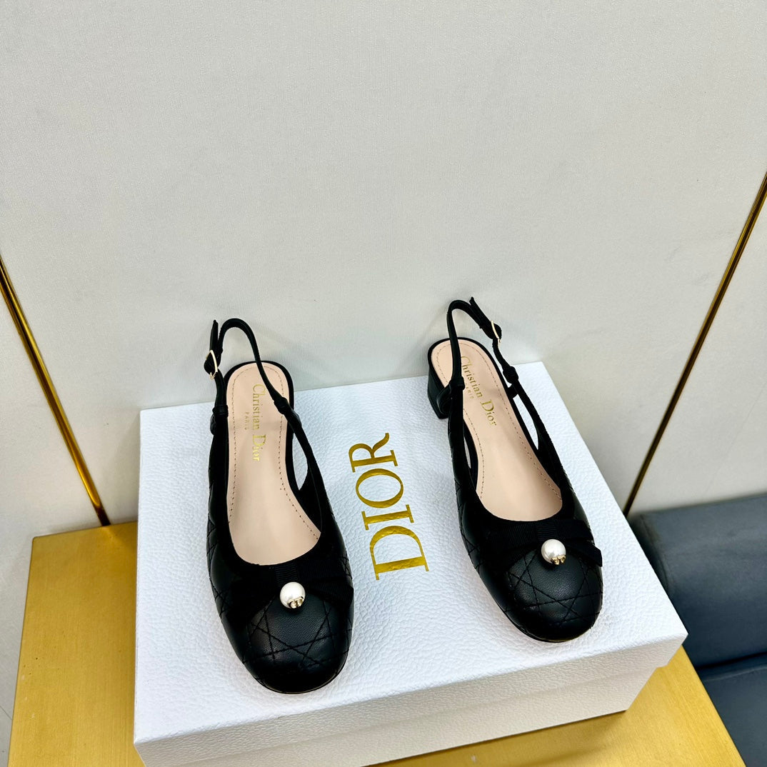 CD Ballet Slingback Pump 35MM In Black Quilted Calfskin 111035