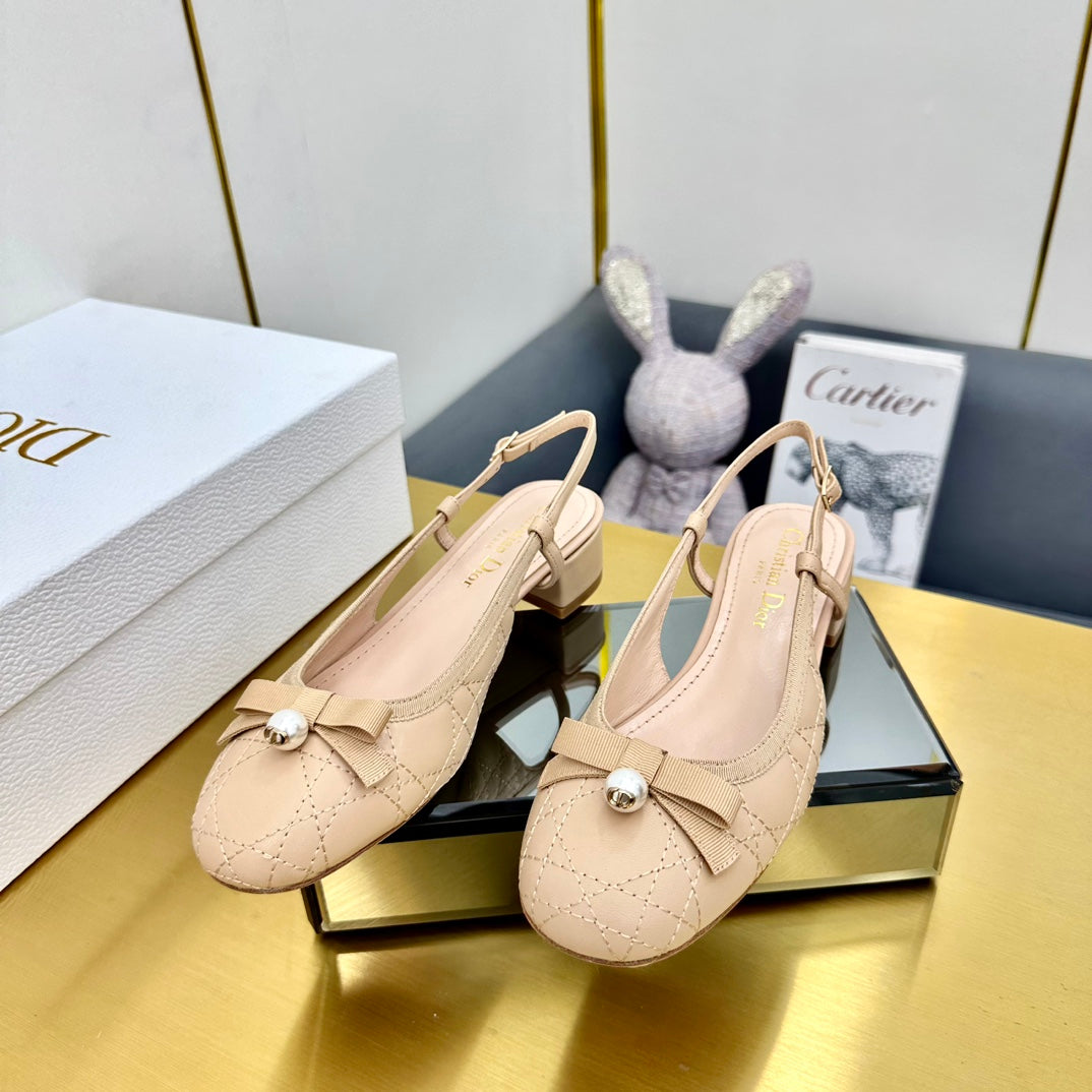 CD Ballet Slingback Pump 35MM In Nude Quilted Calfskin 111039