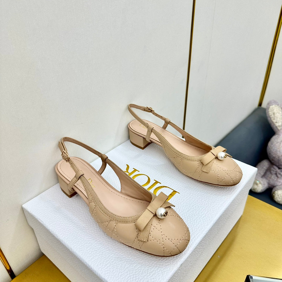 CD Ballet Slingback Pump 35MM In Nude Quilted Calfskin 111039