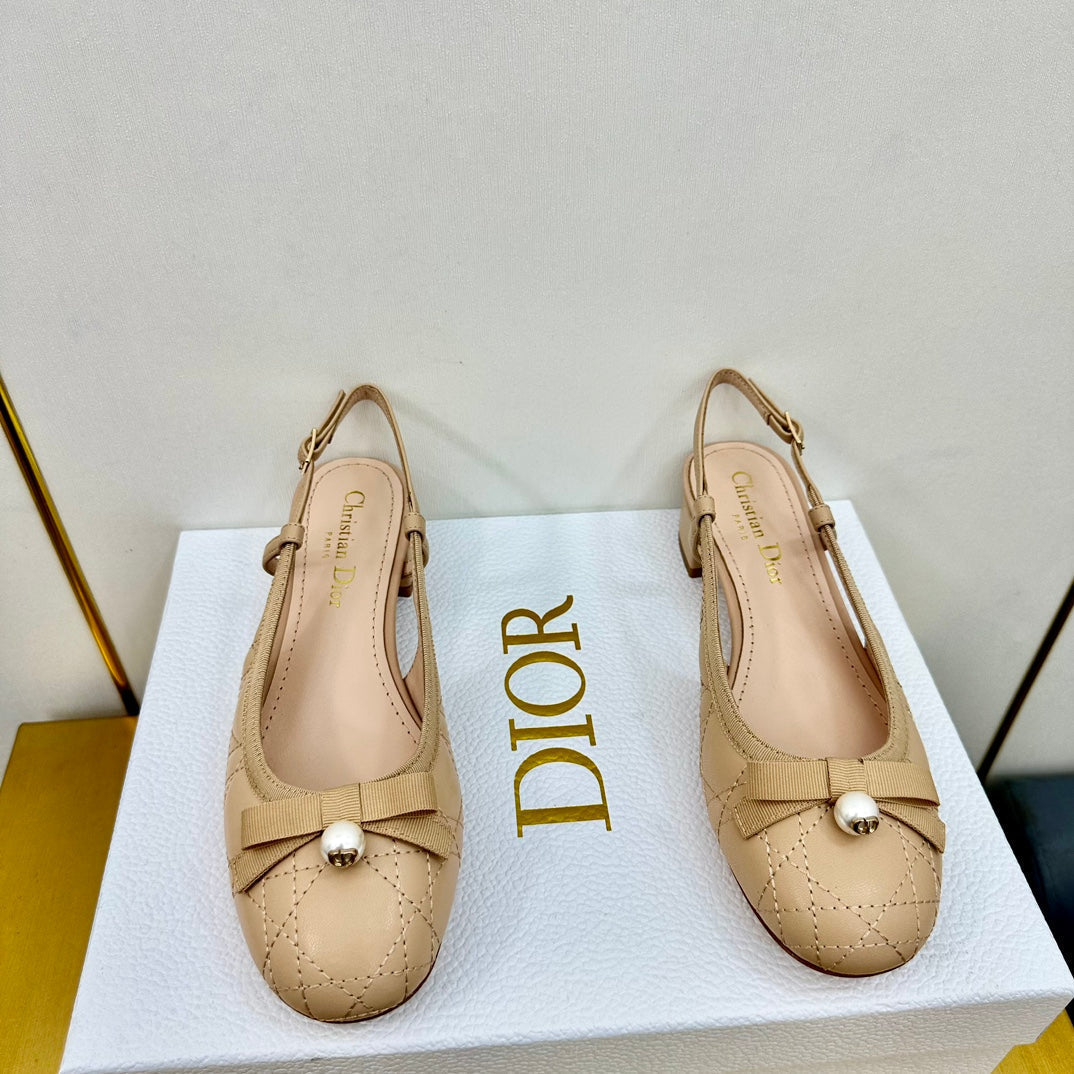 CD Ballet Slingback Pump 35MM In Nude Quilted Calfskin 111039