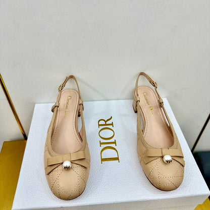 CD Ballet Slingback Pump 35MM In Nude Quilted Calfskin 111039